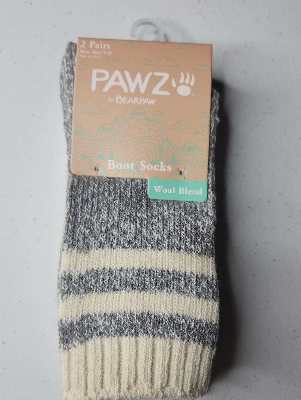 Women's Gray & Cream Wool Blend Boot Socks